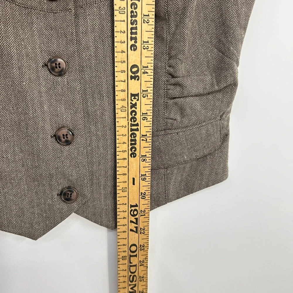 Dark Academia Herringbone Waistcoat Vest Large Brown Light Academia Preppy